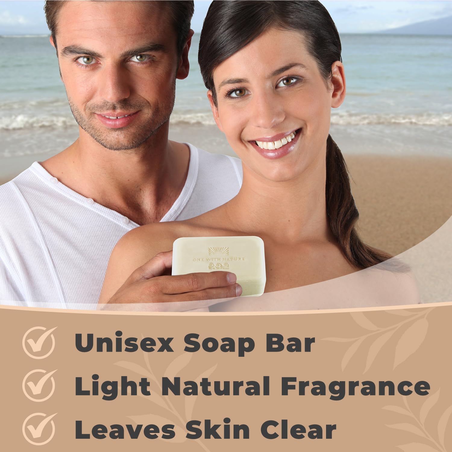 One With Nature Dead Sea Mineral Salt Soap 4oz 3Pk with Argan Oil & Shea Butter - Dead Sea Salt Contains Magnesium, Sulfur & 21 Essential Minerals - All Skin Types, Acne, Eczema - Fragrance Free